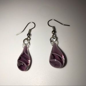 Purple marble glass earrings